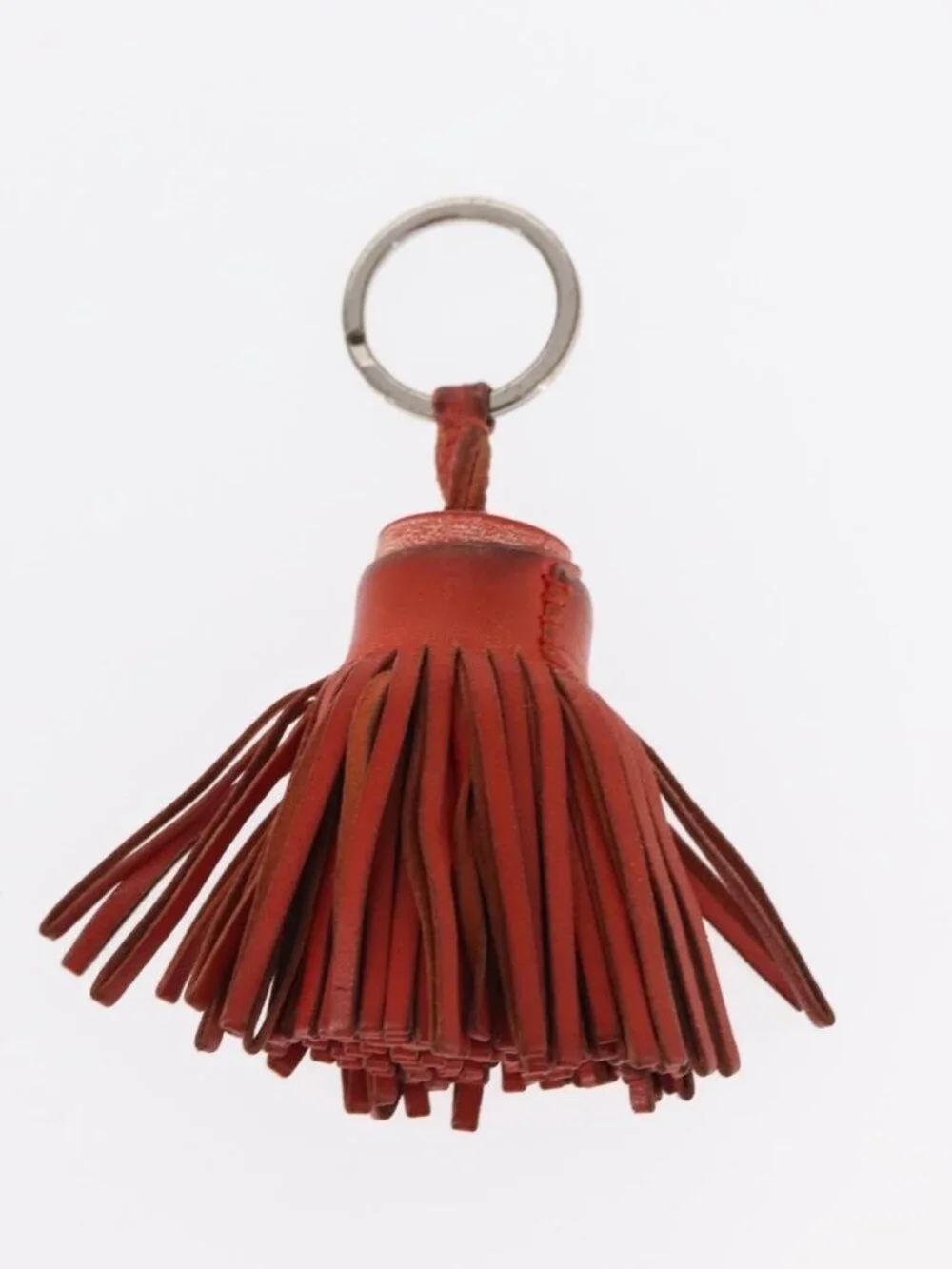 HERMES Charm Metal Leather 3 Set Red Gold Silver Auth bs30857